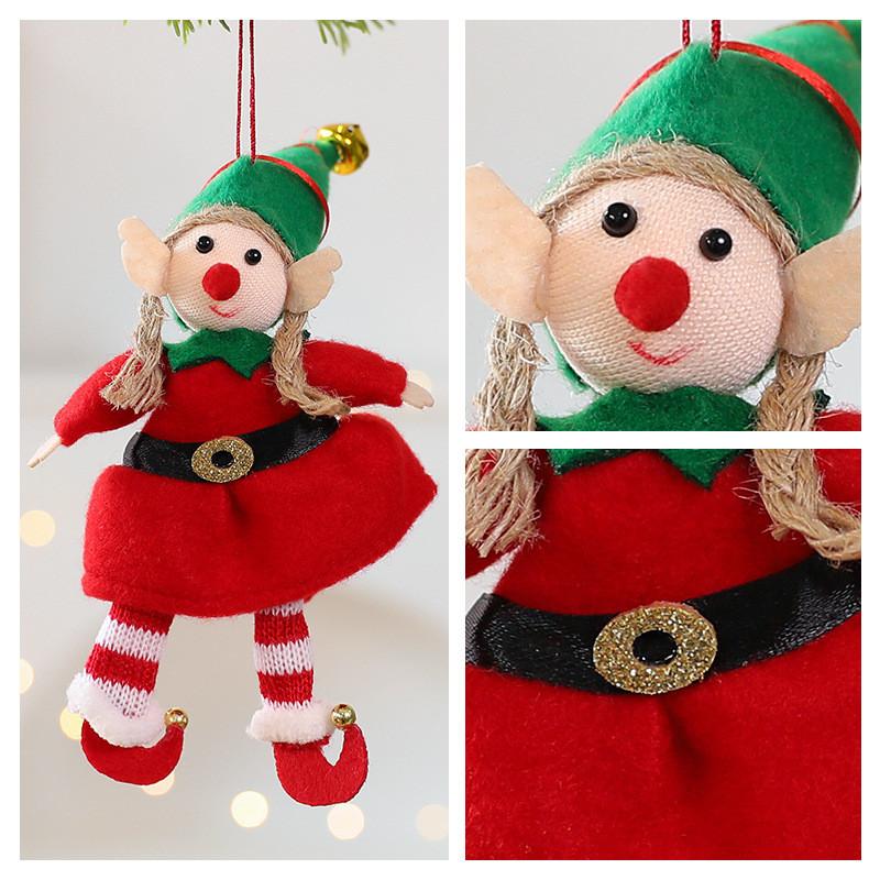 Weihnachtselfenpuppen-Ornament aus Stoffmaterial für Feiertagsbaumdekorationen