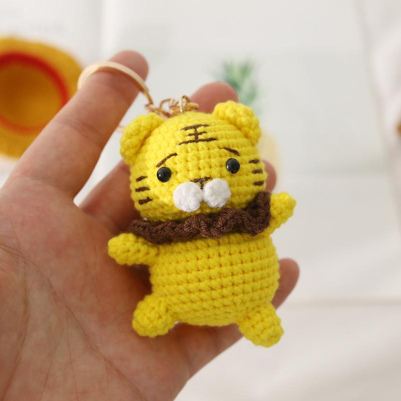 Funny Raccoon Doll Crochet Keychain Cute Knitted Animal Doll Series Keychains For Bag Pendant Cartoon Giraffe Cute Keyrings Gift