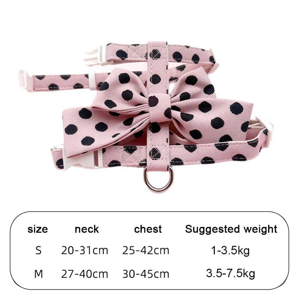Polka Dot Pet Vest Harness Bowknot Puppy Collar Leash Cute Pet Traction Rope  Pet