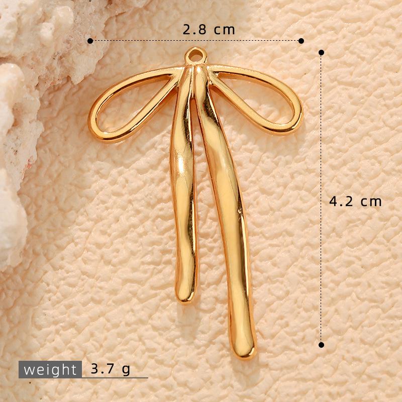 Bow Pendant Charm Necklace & Earring Set - European & American INS Style, Stainless Steel DIY Jewelry.