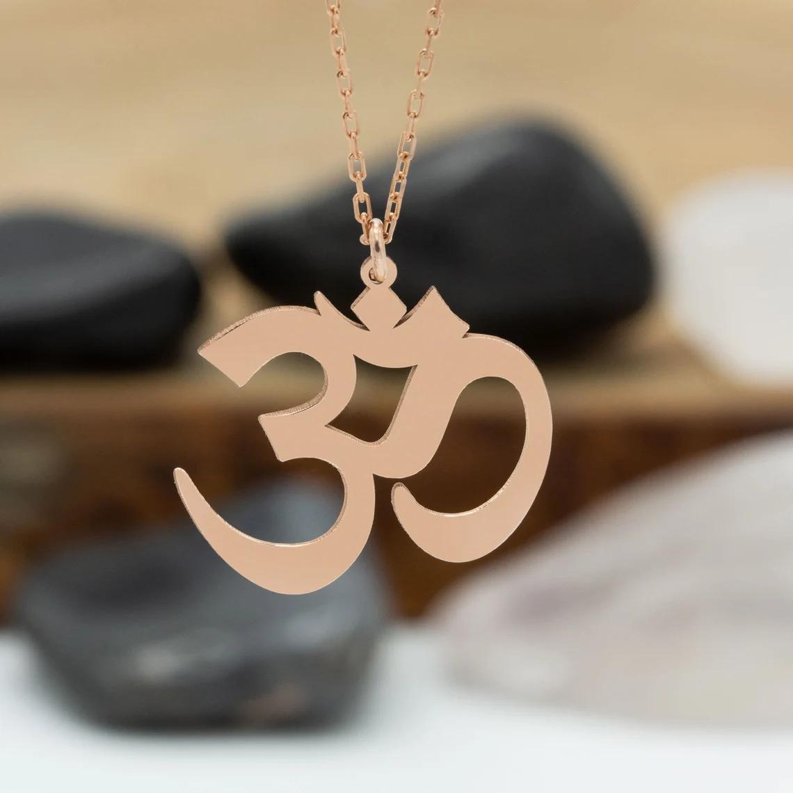 

om chakra necklace Mala Yoga Chakra budda ohm necklace stainless steel om pendant Chain mala necklace pendule ange 7 chakras 45cm