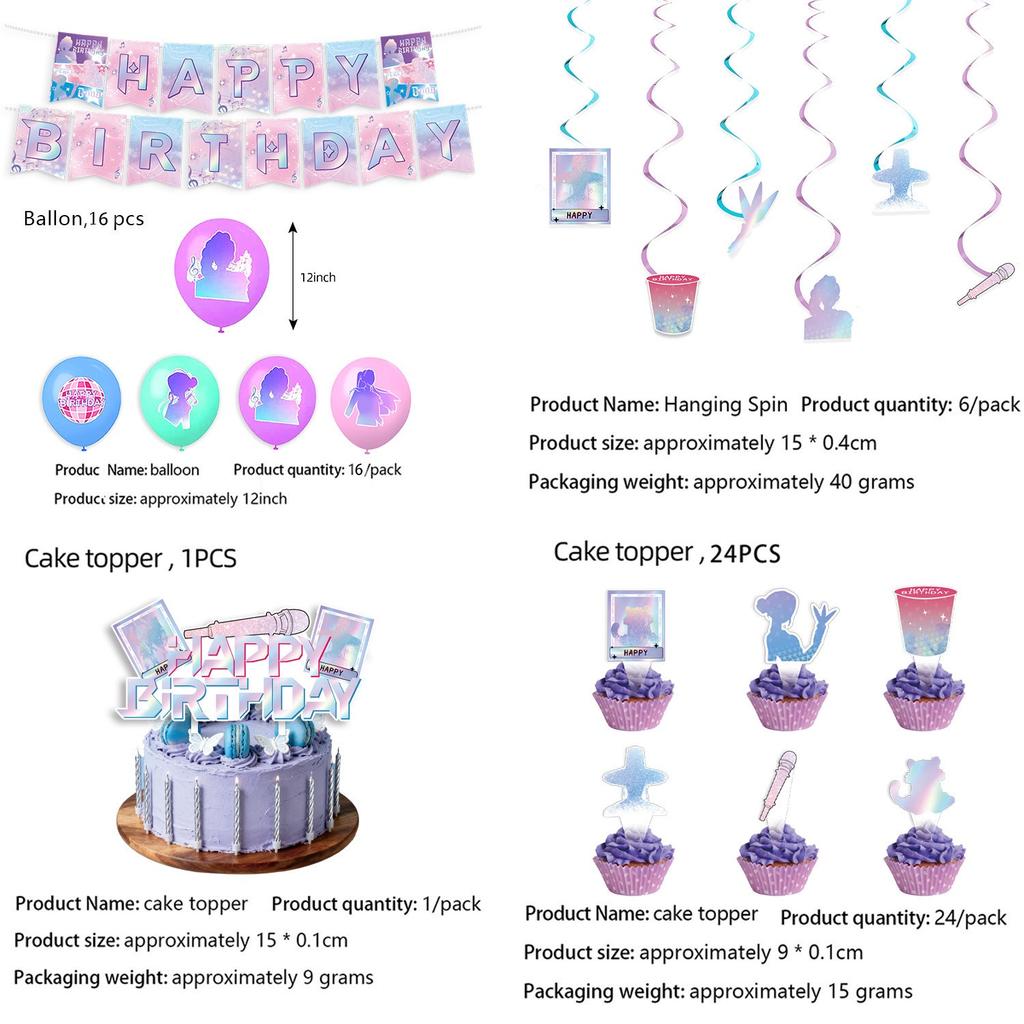 Pink and Purple Theme Children's Birthday Party Tableware Set  Cups and Plates Paper Tablecloth Baby Shower Party Supplies