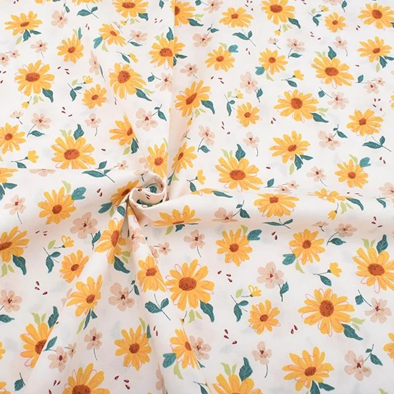 8 szt. Tkanina patchworkowa DIY Szycie Pikowanie Materiał 25x25cm Żółty Drukowany 20x25cm Splot skośny Seria kwiatowa Tkanina bawełniana