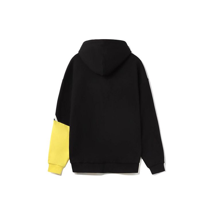 Li-Ning Embroidered Logo Color Block Fleece Pullover Sweatshirt Unisex Sweatshirt Black Yellow AWDRB82-4