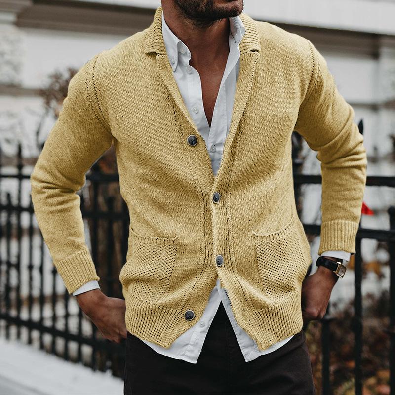 2026 Winter New Style Solid Color V-Neck Long Sleeve Pocket Knitted Sweater Jacket