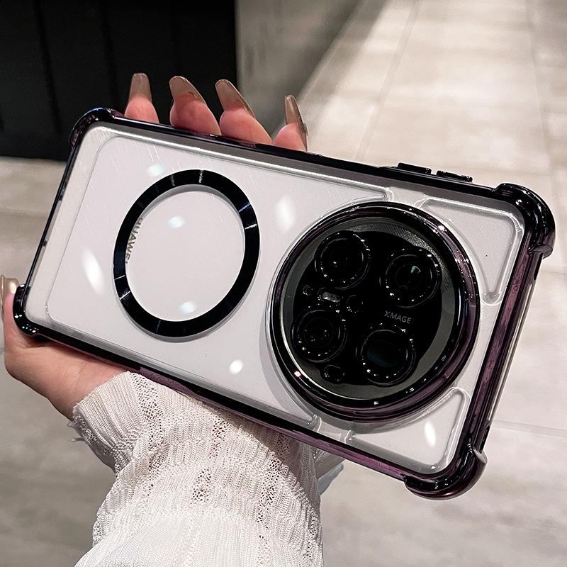 

Прозрачный мягкий ТПУ чехол с подушкой безопасности и магнитной беспроводной зарядкой для Honor Magic 8 8Pro, противоударный, с гальваническим покрытием, силиконовый чехол с защитной пленкой для объектива для Magic 8 7 Lite 6 Pro Honor Magic7 Lite фиолето
