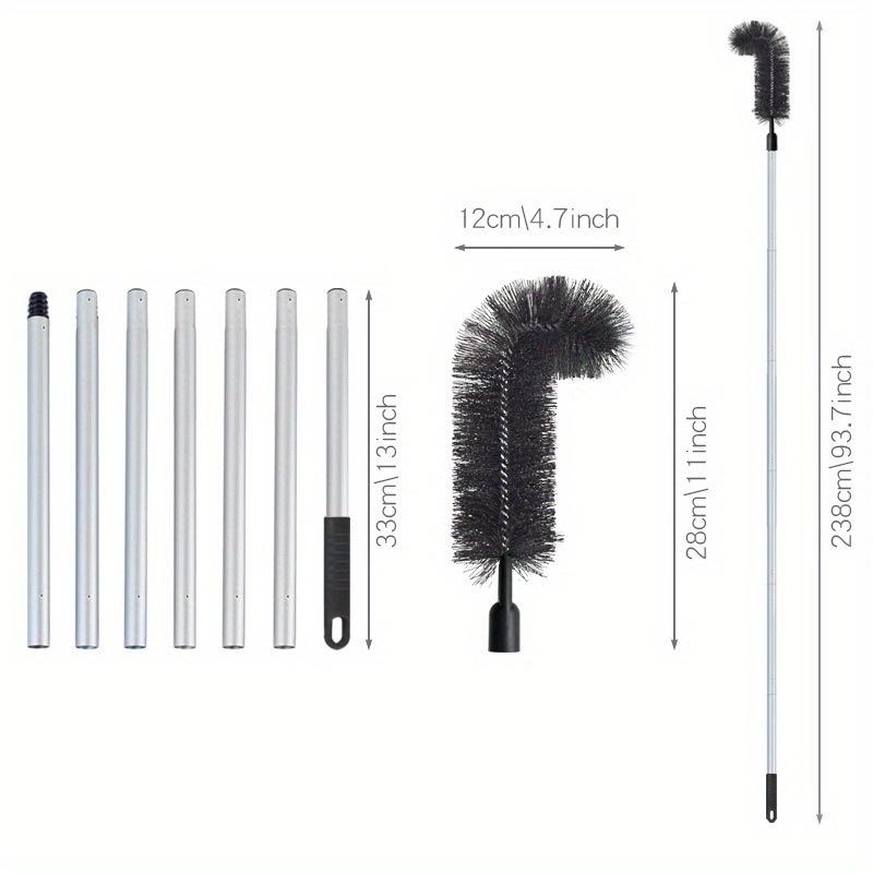 

Раздвижная щетка для чистки желобов, 7-секционная алюминиевая рукоятка, изогнутая щеточная головка, легкий доступ, не требует электричества, прочный алюминий, садовый инструмент 238cm/93.7inch чёрный