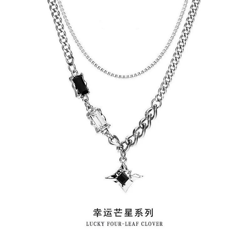 Двухслойное ожерелье Mangxing модная мужская цепочка для свитера легкая роскошь нишевый дизайн хип-хоп стиль цепочка на ключицу для пары мальчиков женщин