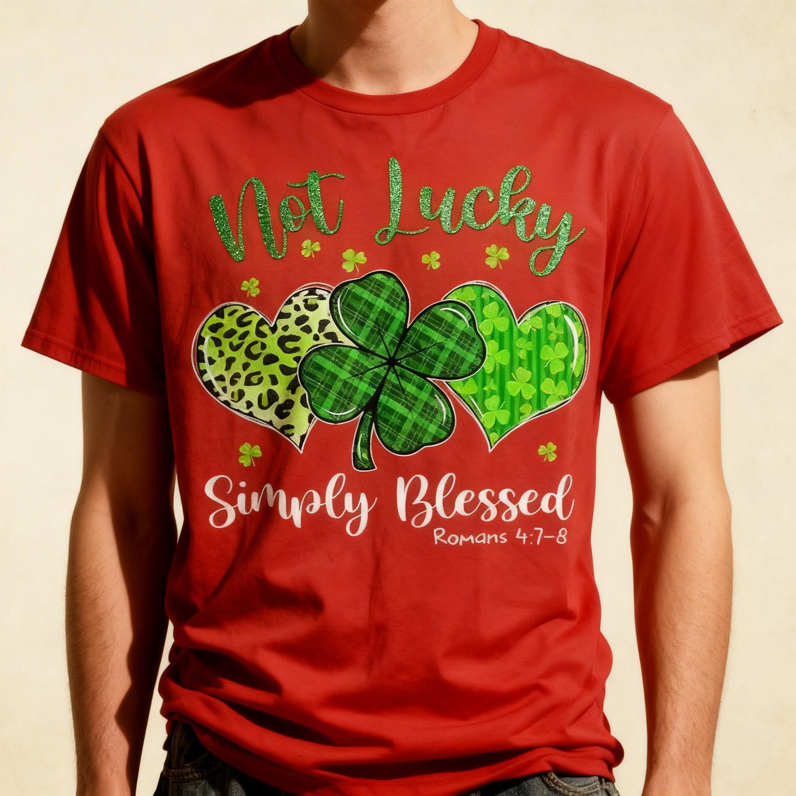Saint Patricks Day Not Lucky Simply Blessed Funny Unisex T-Shirt XXL