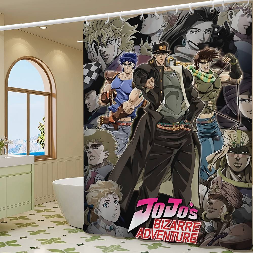 Classic Anime JoJo's Bizarre Simple Bathroom Shower Curtain Shielding Partition Shower Quick Dry Can Be Scrubable Light Bath