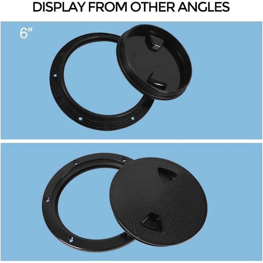 Černé kulaté protiskluzové kontrolní poklopy - velikosti 4", 6", 8" s odnímatelným krytem - ABS plastový odšroubovací kryt přístupového poklopu pro kajak, jachtu, černý