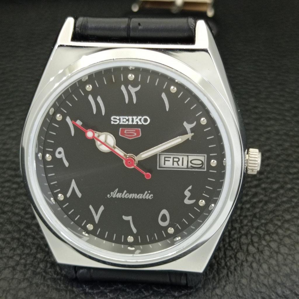 AUTOMATIC VINTAGE REFURBISHED SEIKO 5 JAPAN 6309A MENS BLACK WATCH a441362-5 Sk-a441362