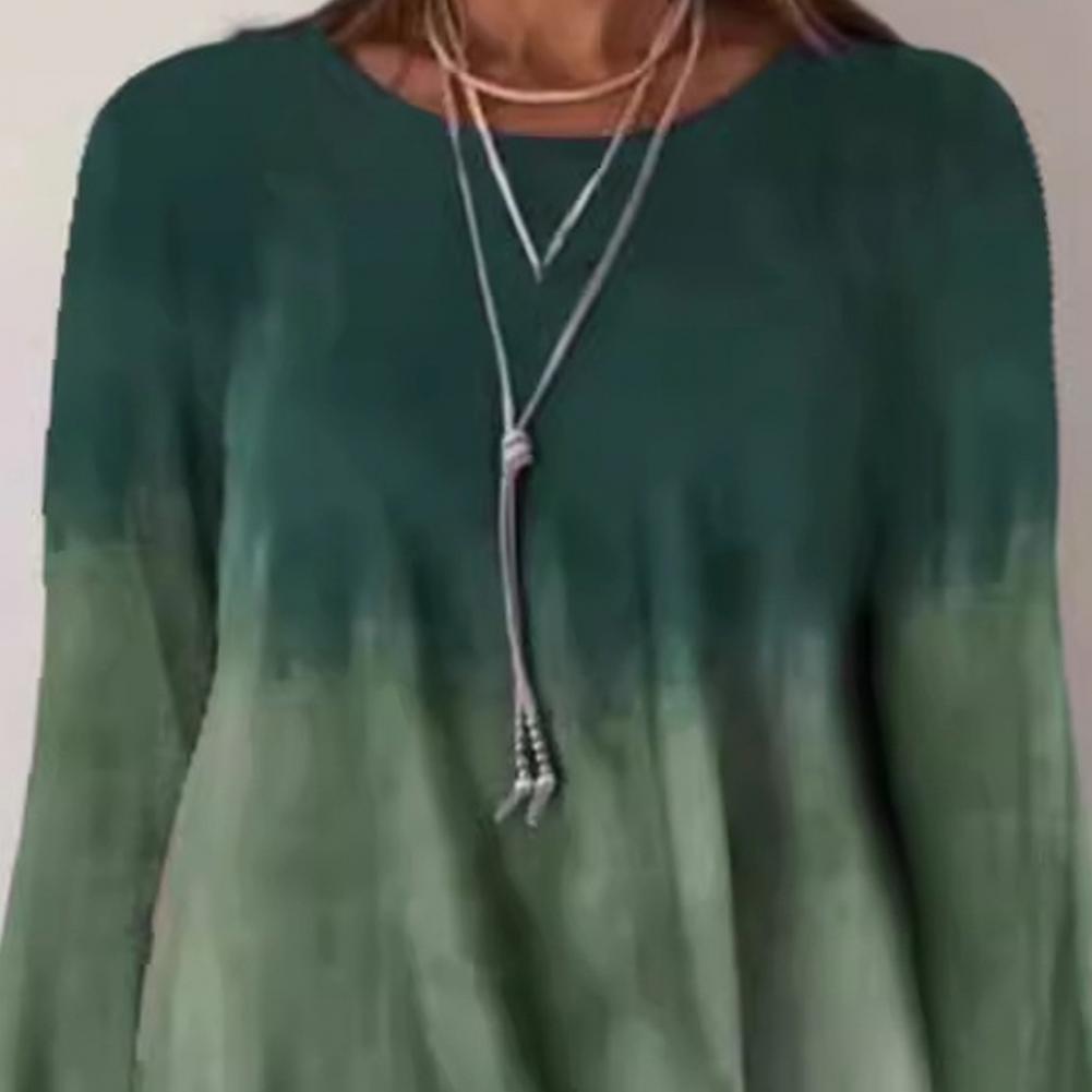 Dámské šaty s dlouhým rukávem Šaty s potiskem v přechodových barvách Volný střih Kulatý výstřih Pulovrové šaty pro každodenní nošení, do práce, na večírky