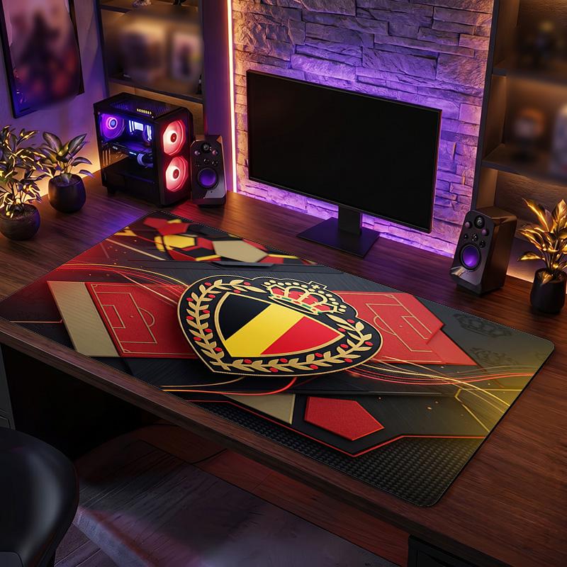 Belgium Football Crest Mouse Pad, Extended Non Slip Rubber Desk Mat for Gaming Office Laptop Fan Gift