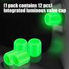 Corrosion Resistant Rubber Valves Stem Covers Caps Glow at Night for Bike Truck Automotive Safety on Cars Motorcycles