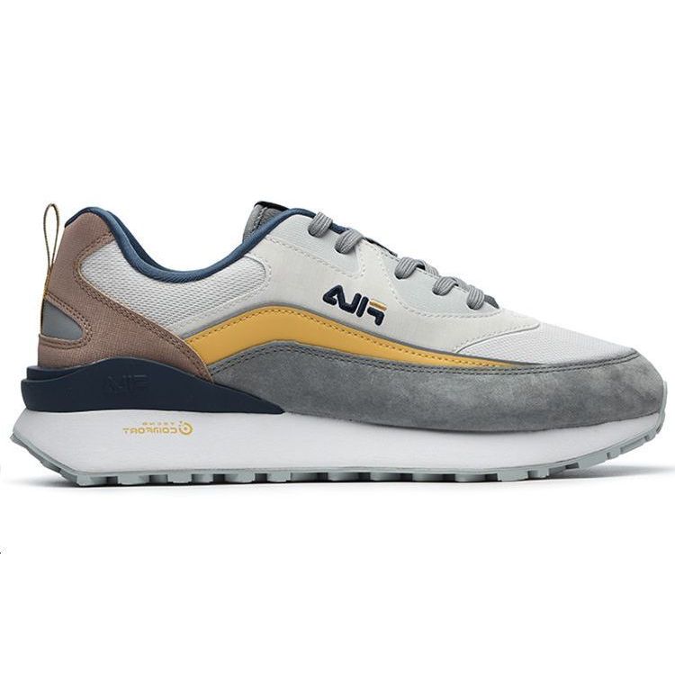 FILA Jogger Fabric Synthetic Leather Sports Shock Absorbing Wear Resistant Low Top Lifestyle Casual Shoes Men sneaker Mystery-Gray F12M216127FFN