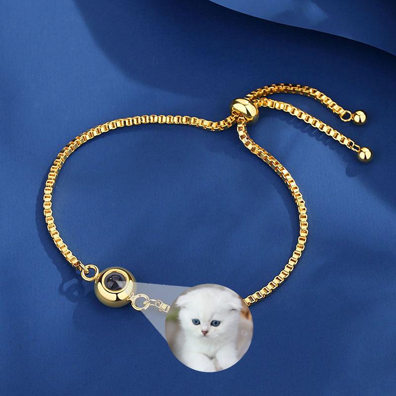 Microengraving Nano Color Projection Bracelet Custom Photo Titanium Steel Box Chain Women Bracelets Jewelry Drop