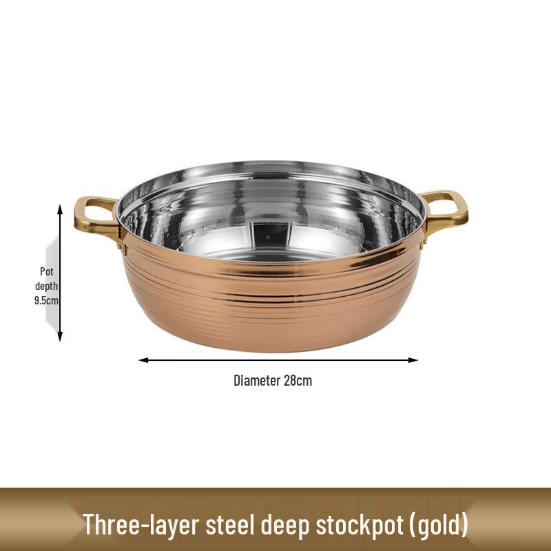 

ZISIZ 3-Layer Stainless Steel Deep Soup & Hot Pot