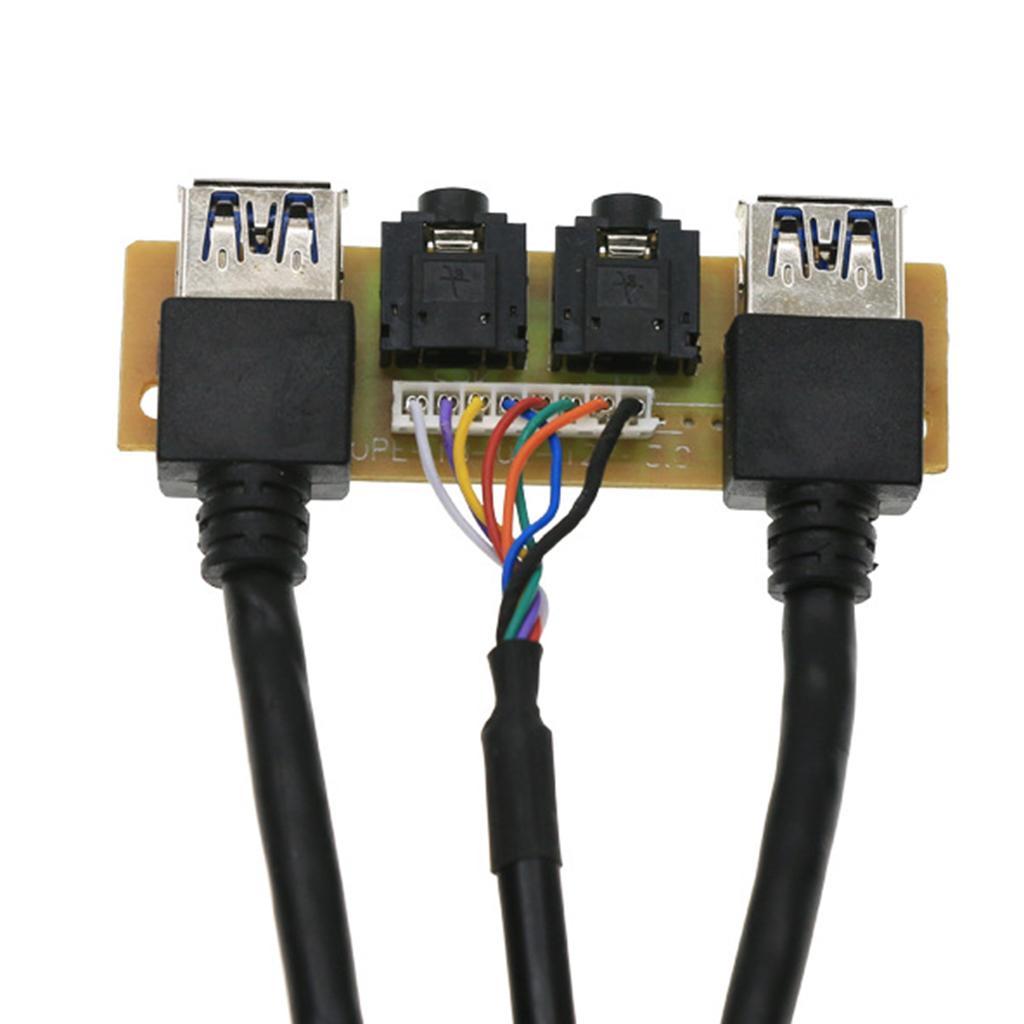 Front Panel USB3.0+ USB3.0+High Definition Audio Jack Port I/O Board + Internal Wire Audio Video Cable for Computer for