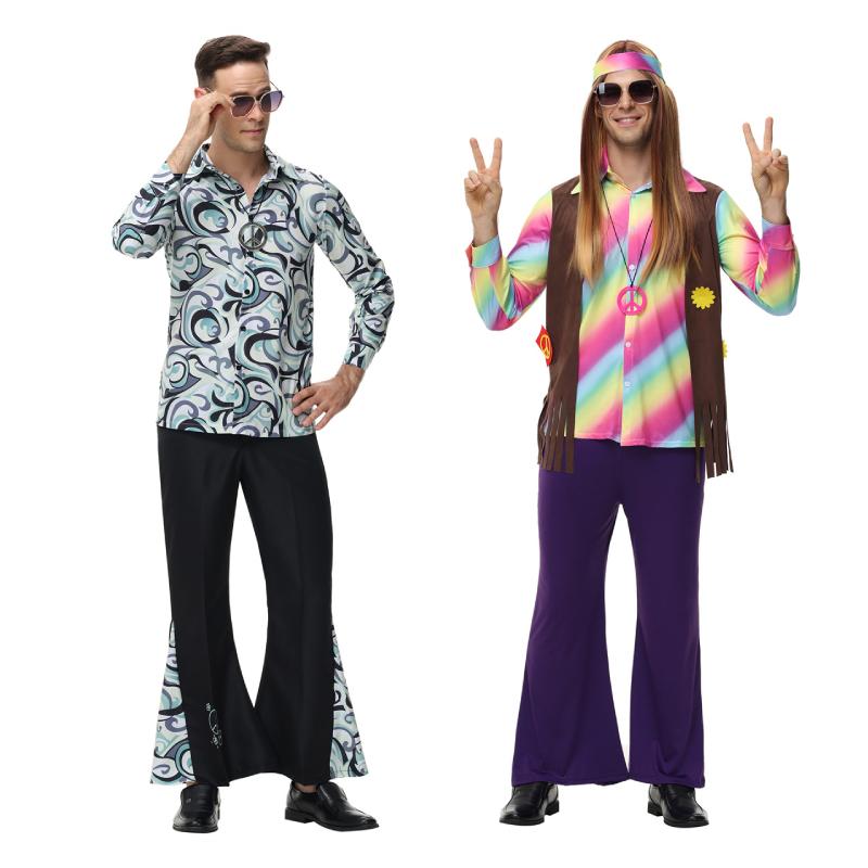 Vintage Halloween Disco Costume Set Cosplay Hip Hop 70s Hippy Parties Theme