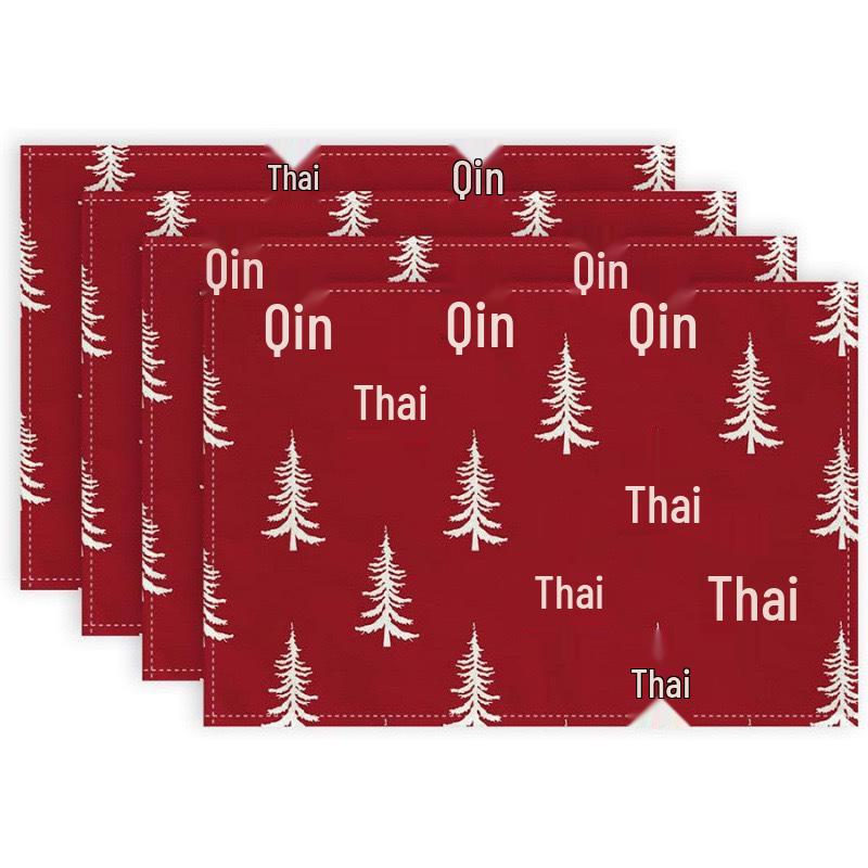 Cross-Border Bestseller Christmas Linen Placemat - Festive Letters & Colors for Restaurant Decoration