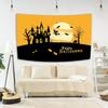 Happy Halloween Decorative Tapestry Bat Pumpkin Print Wall Hanging Carpet Party Background Fabric Home Room Decoration