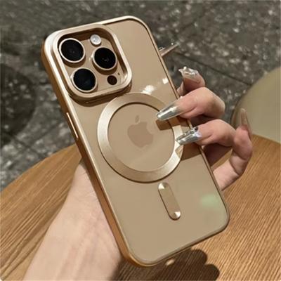 Matné pokovování pro Magsafe Magnetic Wireless Charge Case pro iPhone 11 12 13 15 14 16 Pro Max Plus Soft Clear Shockproof Cover