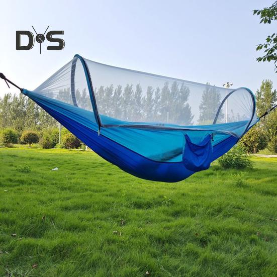 Amaca da campeggio con rete anti-moscerini da 200 kg, traspirante, leggera, portatile, singola, con cinghie per alberi, facile da montare, per interni ed esterni, da trekking