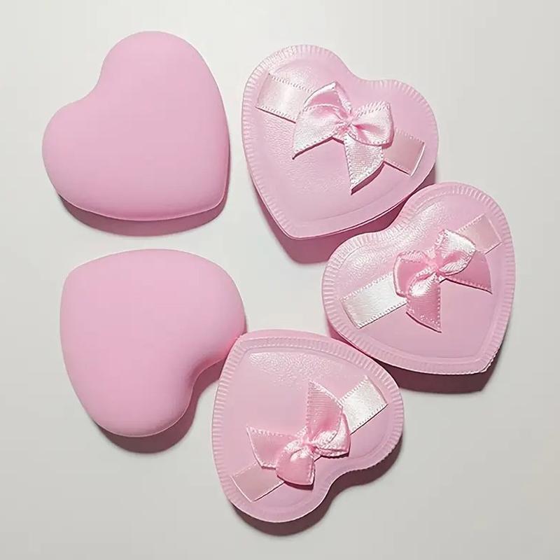2/5Pcs Heart Bow Makeup Powder Puffs That Can Be Used In Both Dry And Wet Combinations Cotton Candy Air Cushion Powder Puff