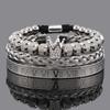 Set di Lusso Ciondoli Corona Bracciale Uomo Acciaio Inossidabile Romano Braccialetti Donna Gioielli per le Mani Regalo di San Valentino