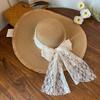 Internet celebrity sweet woven straw hat women's summer French seaside vacation sun hat big brim shading sun protection hat