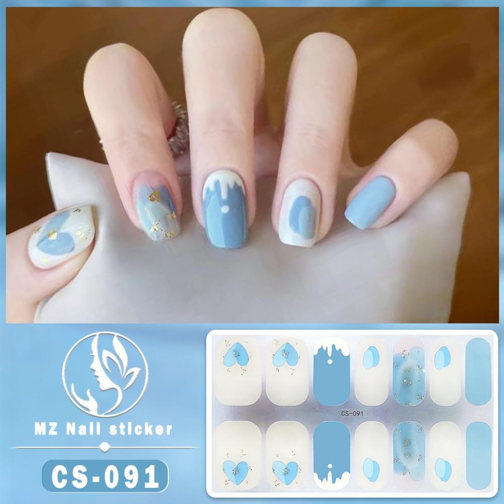 New type of bake-free gel nail polish film, full sticker, plaid spring and summer flower nail art film, nail film, waterproof paper patch