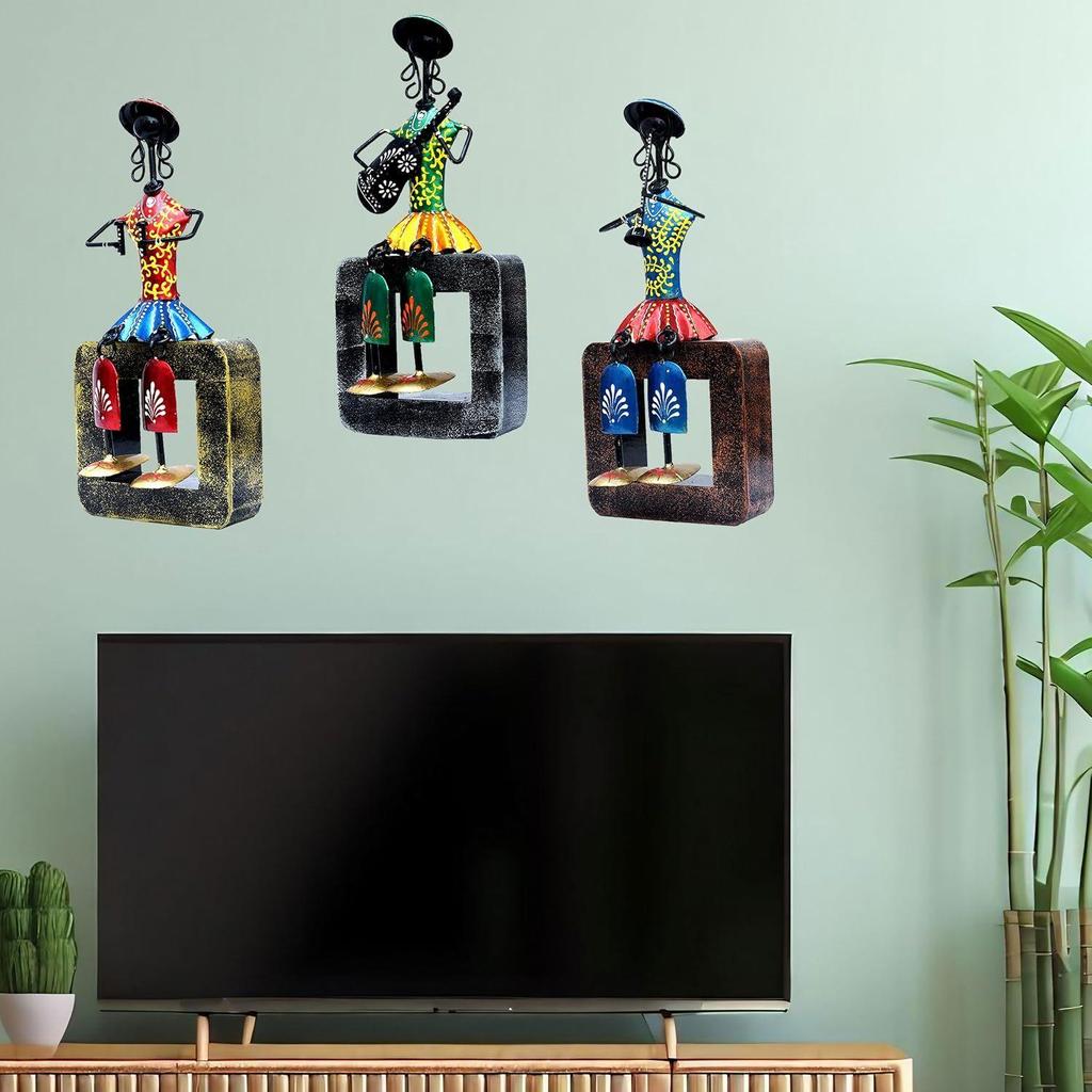 Musician Dolls Wall Hanging Metal Showpieces Handmade Iron Home Decor Tabletop Statues for Living Room