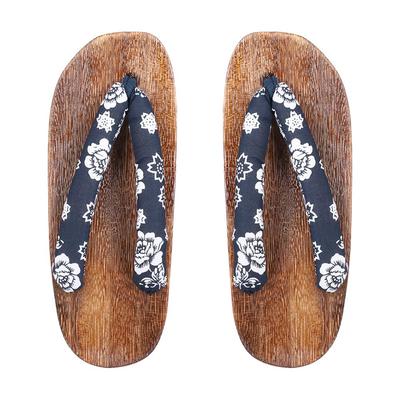 LONTG Yukata Geta Burnt Paulownia Wood with Summer Sandals for Girls and Japanese Pattern Slippers with Thick Comfortable and Comfortable for Everyday