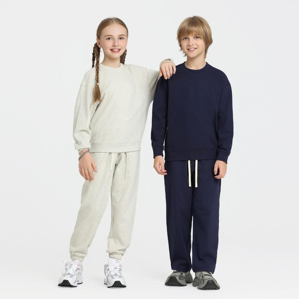 Felpa LVLV Bambino Stile Americano Vestibilità Larga Pile Spugna | Pesante Girocollo Marca Trendy