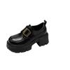 Thick-soled Heightening British Style Loafers Women's 2025 Autumn New Black Small Leather Shoes with Skirts Mary Jane Single Shoes