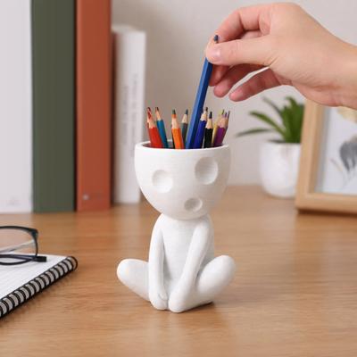 Multifunctional Storage Box for Home Abstract Character Pen Holder, Resin Sitting Figure Pencil Artistic Cup Desk Cup, Multi-functional Desktop
