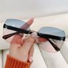 Brown Sunglasses Women Rimless Square Fashion Glasses Vintage Big Sun Glasses Shades For Zonnebril Dames  Feminino