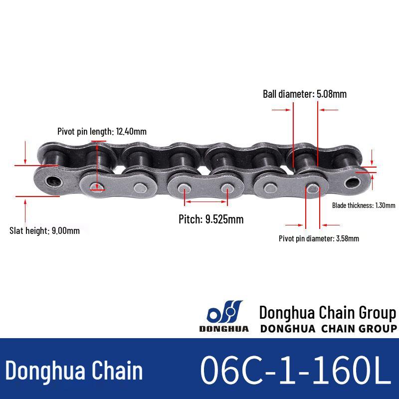 Donghua Industrial Transmission Chain: Single/Double Roller, Manganese Steel, Large Pitch Precision Roller Chain.