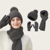 Knitted Hat Scarf Gloves Women's Winter Thick Ear-Warming Hat and Neck Warmer Set 3Pcs