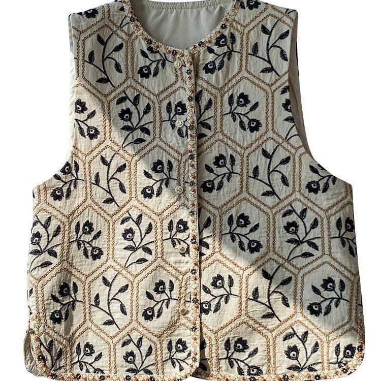 2025 Spring New Women's Vest Top Elderly Embroidered Vest Vest Women's Clothing