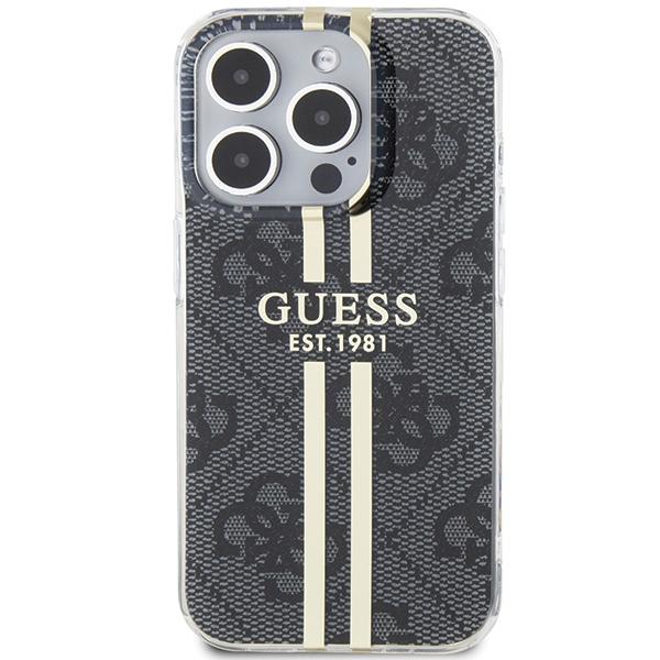 Guess Guhcp15Lh4Psegk Iphone 15 Pro 6.1 Czarny/Black Hardcase Iml 4G Gold Stripe