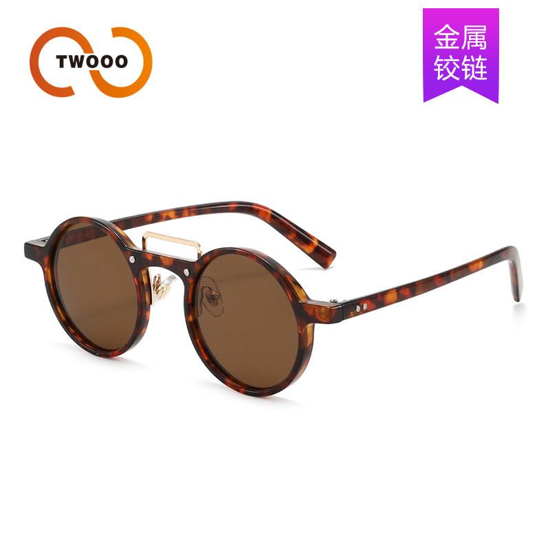 Two circles, fashionable small round frame, retro sweet and cool sunglasses, European and American design sense, double beam trendy sunglasses T