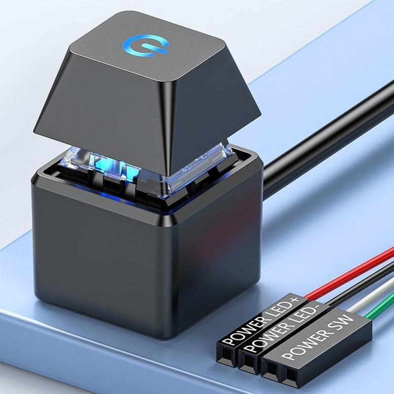 Pushbutton Desktop Computer Switch Pc Motherboard External Start Power 1.8M On/Off Button Extension Cable Round Startup Switch