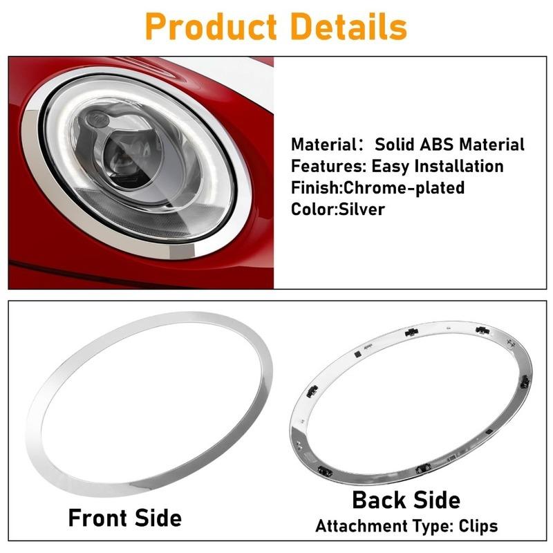 Silver Plated Headlight Ring Bezel Trim Surround Cover 51137300631 For Mini For Cooper F55 F56 F57 2014-