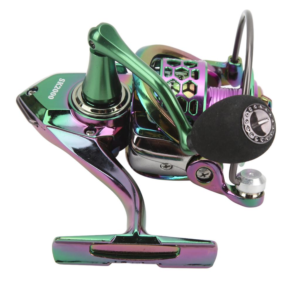 Lure Spinning Reel Metal Spinning Fishing Wheel Gapless 5.0:1 Speed Ratio Fishing Reel for Freshwater Saltwater SK2000