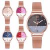 Mode Frauen Rose Gold Edelstahl Mesh Gürtel Doppel Farbe Uhr Luxus Damen Quarzuhr