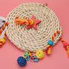 Pet   Non Toxic Straw Plaited Wood Block Chewing Biting Hanging Swing Toy Bird Cage Accessories(S )
