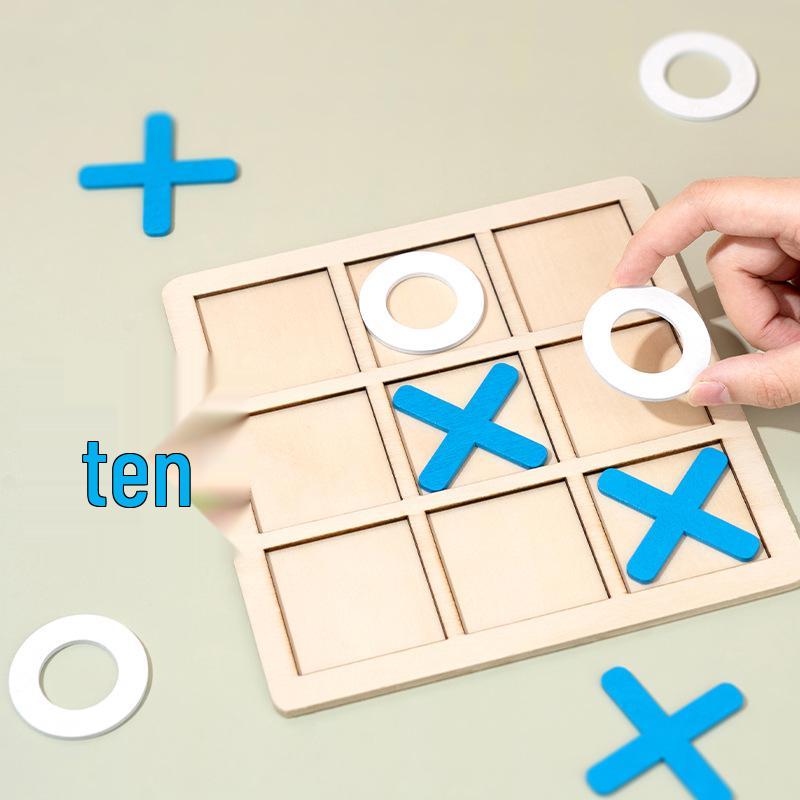 Wooden Tic-Tac-Toe Board Game for Kids: Educational Toy for Early Learning and Logical Thinking Development