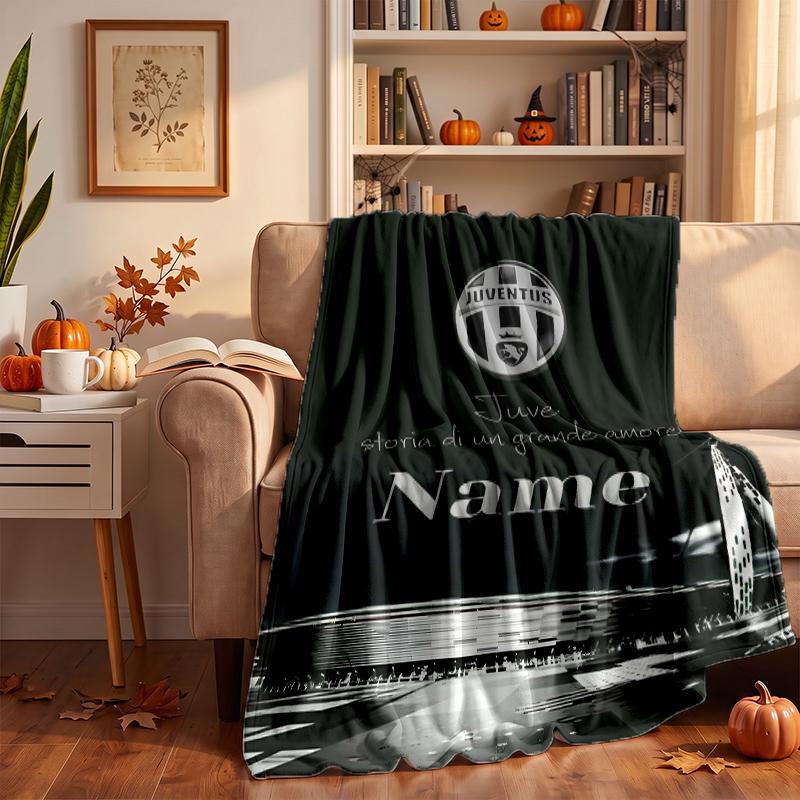Juventus FC Benutzerdefinierte Flanelldecken Weich Warm Gemütlich Überwürfe für Wohnkultur Feiertagsgeschenke